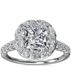 The Ritz Princess Halo Diamond Engagement Ring in 14k White Gold (1/2 ct. tw.)